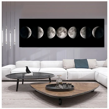 Eclipse no Mēness Audekla Plakāta Minimālisma Mākslas Glezniecības Visuma Sienas Attēlu Ilgi Banner Drukāšanas Dzīvojamā Istaba Guļamistaba Dekorēšana