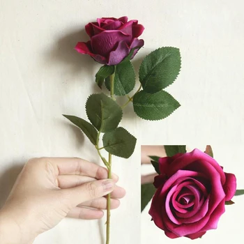 1 Pušķis Flaneļa Rožu Ziedi DIY Mājās Kāzu Brīvdienu Puse Āra Dekoru