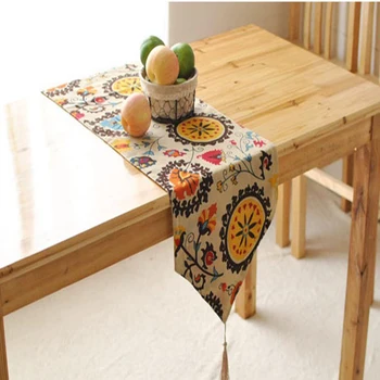 BZ377 Kokvilnas veļu, galda runner saulespuķu iespiesti virtuves galda segtu kāzu puse apdare, mājas tekstila