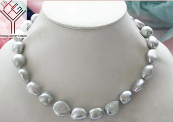 Kāzu Sieviešu Rotaslietas Kaklarota 11-13mm Baroka gray Pearl sānslīdi kaklasaite Kaklarota Dabīgo Saldūdens Pērli