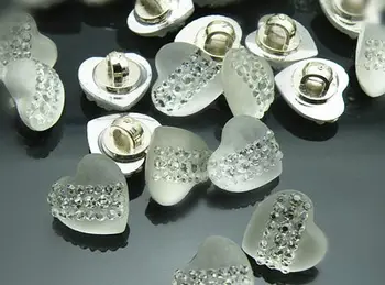 Bezmaksas piegāde 30pcs/daudz Augstas kvalitātes jauki sirds formas balta pērļu Imitācijas dimanta pogas krekla pogu 11.5 mm