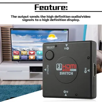 Mini 3 Slēdzi, Augstas Izšķirtspējas, 3 Ports, HDMI Komutatoru HDMI Splitter HDTV 1080P HD DVD Vedio Adapteris, kas Piemērots PS3 Black
