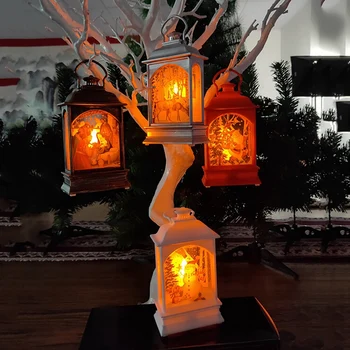 Radošā LED Gaismas Mini Koka Māju Ziemassvētku Eglīte Piekārtiem Rotājumi Brīvdienu Puse Mājas Dekoriem Kuģiem