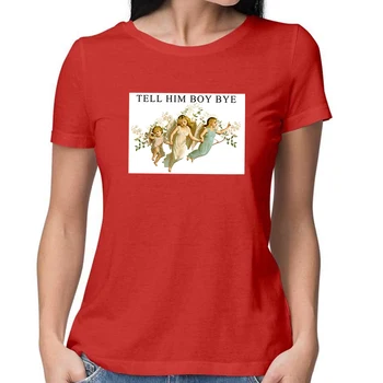 Trīs Eņģeļi Spēlē Ārpus Grafiskais Jauns Sieviešu T-krekls ar Augstu Vintage T Krekls VIŅAM PATEIKT, BOU BYE Vēstuli Estētisko T Krekls