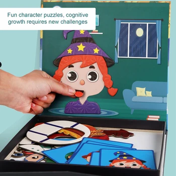 Koka Magnētisko Puzzle Sejas Emocijas Puzzle Rotaļlietas, Dāvanu Bērniem D50