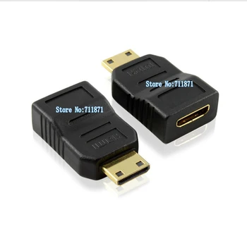 Apzeltīts Vīriešu un Sieviešu Mini HDMI Adapteris Savienotājs Vīrietis Sieviete C Tipa Mini HDMI aizsargātu pagarināšanu kopīgu MiNi Hdmi M F