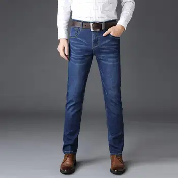 Vīriešu Džinsi Modes Slim Tīru Krāsu Elastīgs Taisnas Bikses 2019. Gada Pavasarī, Uzņēmējdarbības Gadījuma Vidū Vidukļa Taisni Džinsi Plus Izmēru