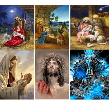 Pilna 5D DIY Dimanta Krāsošana Reliģisko Jēzus ticību Bildes Rhinestones Dimanta Izšuvumi Budas ziemassvētku Rotājumi TY784