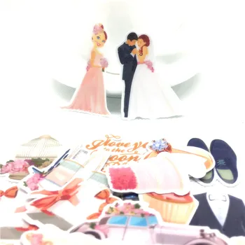 26 Gab Karikatūra līgavainis, līgava, Uzlīmes bērniem, rotaļlietas, grāmatas tālrunis Bagāžas Mājas Dekoru Modes Vinila Decals DIY scrapbooking Uzlīmes