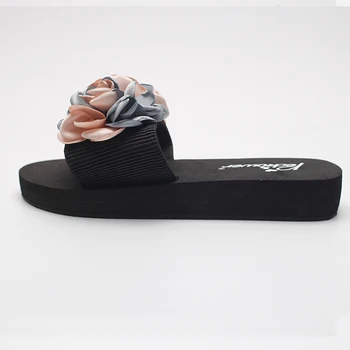3cm/6cm Roku darbs Chanclas Rozā Ziedu Čības Sieviešu Modes Platformas augstpapēžu Vasaras Pludmales Flip Flops Sandales Zapatos Mujer