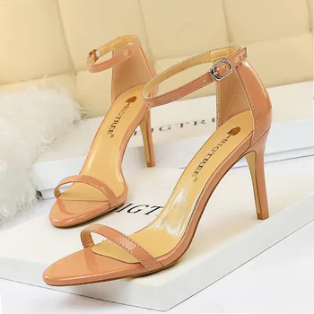 Dāmas sandales extreme augstpapēžu kurpes sieviešu sandales lakādas mary Jane kurpes apavi sandalias mujer 2019 zapatos mujer