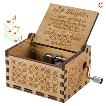 Jaunu Vintage Music Box Iegravēts Koka Rokas Kloķa Music Box Mamma, Tētis Mīlestības Dzimšanas Dienas Dāvanu Piliens Kuģniecība