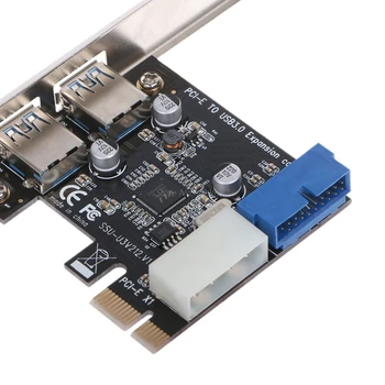Jauno PCI Express USB 3.0 Priekšējā Paneļa, 2 Porti ar Kontroles Kartes Adapteris 4-Pin & 20 Pin Dropship