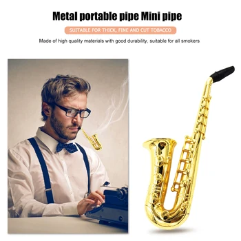 Radošā Saksofonu Mini Portatīvo Pīpes Metāla Pīpju Tabakas Pīpe Dāvanas Filtra Cigarešu Turētājs