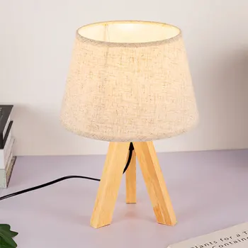 Ziemeļvalstu vienkāršu, modernu auduma galda gaismas guļamistabas gultas lampa auduma viesnīca light studiju koksnes apgaismojums e27 modes galda lampas