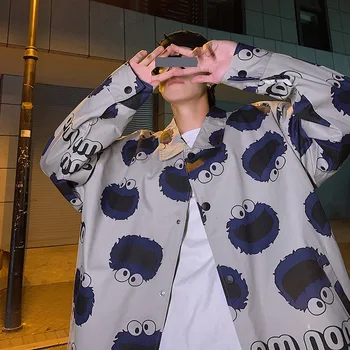 Japāņu Streetwear Vīriešu Korejas Jūra Joker Standarta Mētelis, Vīriešu, Sieviešu Skaists Karikatūra Modelis Zaudēt Gadījuma Lielajam Safare Jaka