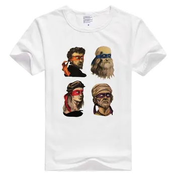 Renesanses Mutant Ninja Mākslinieki Mikelandželo, Raffaello un Da Vinci īsām piedurknēm gadījuma Vīriešu, Sieviešu T-krekls GA1495