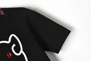 Adīt Ar Īsām Piedurknēm T Krekls Sievietēm 2019 Vasaras Gudrs Cūku Modelis Fāzēm Black T Sievietēm Gadījuma Adīt Topi, Džemperi Balti Tee