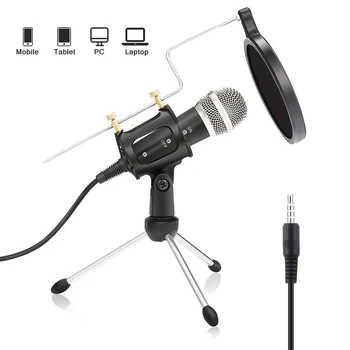 Kondensatora Mikrofons Tālruņa Ar Statīvu Datoru, Iphone, 7 Ierakstīšanas Podcasting Mobile Android Karaoke Microfono
