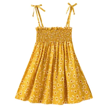 Vasaras Meitene-Kleita baby meiteņu drēbes Kamzolis kleita Holiday Beach Sweet dressesPrint Princese apģērbs par meiteni, 24m-6t jaunas