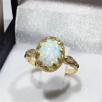 WUKALO Jauns Dizains Zelta Krāsā Vintage Modes Opāls Pērle, Sudraba Krāsas Gredzens Sievietēm