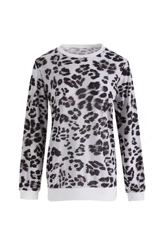 Modes Sievietes Leopard Print T-Krekli Lielgabarīta garām Piedurknēm Gadījuma Tee Zaudēt Rudenī, Topi Dāmas O-veida Kakla T-Krekls Plus Izmēra 5XL