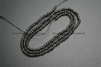 2mm ~ 2,5 mm Dimanta Griešanas Slīpētas Dabas Black Obsidian Akmens Kārtas Zaudēt Krelles