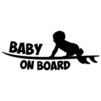 18.8 CM*7,6 CM Baby On Board Smieklīgi Vinila Uzlīmes Gudrs Vējdēlis Surfer Auto Uzlīme Atstarojošs Sudraba Car Styling Uzlīmēm, C8-0512