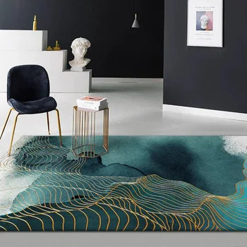 Stilīgs jauns Ķīniešu gold line green abstract tintes dzīvojamā istaba guļamistaba virtuves gultas mat paklājs