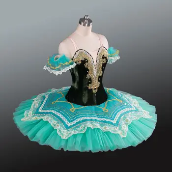 Jaunums ! BLY1079B Pieaugušo zaļā baleta pankūku klasiskās dejas profesionālā baleta tutu