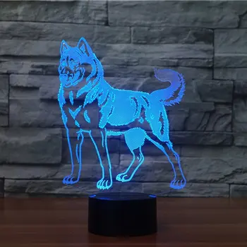 Doberman Pinscher 3D Nakts Gaisma LED Remote Touch Jauki Suns Galda Lampa Pet 3D Lampu 7 Krāsu Maiņa USB Iekštelpu Lampas