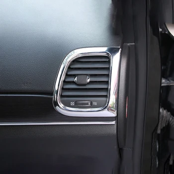 ABS Chrome Automašīnas Iekšējā Gaisa kondicionētāju, Ventilāciju Vāciņš Melns, Dekoratīvās Kontaktligzdas Rāmītis Jeep Grand Cherokee 2016 2017 2018