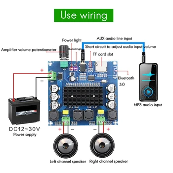 TDA7498 2X100W Augstas Jaudas Dual-Channel Bluetooth Digital o Jaudas Pastiprinātāju Valde Atbalsta AUX Borta Potenciometra