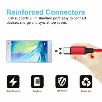 UGI 2A Ātrās Uzlādes Kabelis, Lādētājs, Micro USB C C Tipa Kabelis Samsung Tablete Huawei Datu Sinhronizācijas 0.5 M 1M 2M 3M Pītā Neilona Sarkana