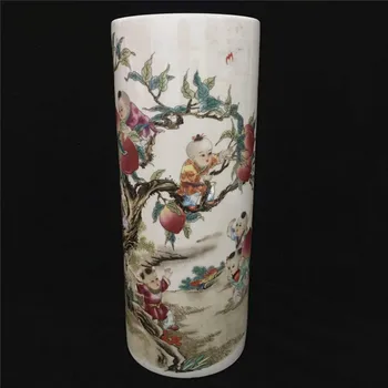 Ķīna vecās porcelāna Krāsas zīmēšanas Jiuzi Pantao Krāsošana vāze augstas 11.3 cm