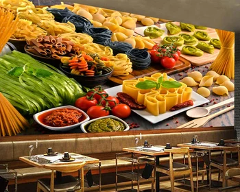 Papel de parede Dažādus makaronu uz galda pārtikas 3d tapetes,ēdamistabas virtuves restorāns bārs sienas