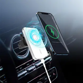 Universāls Auto Magnētisko Bezvadu Lādētāju IPhone12 Alumīnija Sakausējuma Bezvadu Lādēšanas 15W Kontaktligzdas Mobilā Tālruņa Turētāju Automašīnas Turētājs