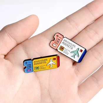 Karikatūra aviobiļetes adatas Piedzīvojumu Gaida emaljas adatas booches Džinsa Jaka mugursoma soma Atloks pin nozīmītes Izpētīt Rotaslietas, dāvanas