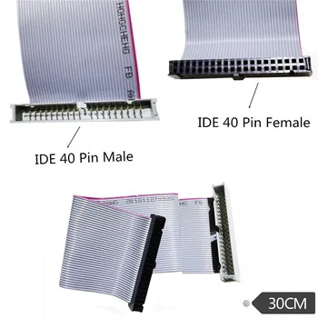 40pin sieviešu un vīriešu IDE kabelis IDE pagarinātāja vads 40Pin IDE cieto disku kabelis IDE sieviešu, vīriešu, cietā diska kabeli 30cm