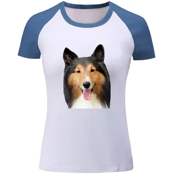 Kokvilnas Gadījuma Sievietēm Ar Īsām Piedurknēm Ar Šetlandes Aitu Suns Kollijs Suns Print T-Krekls Modes Sieviešu Topi Hip Hop Anime Tee Krekls