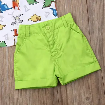 Toddler Bērniem, Bērnu Zēniem Apģērbu Komplekts Bērniem Džentlmenis Vasaras Apģērbs ar Īsām Piedurknēm Dinozauru Krekls+Šorti 1-5T Zēnu Apģērba 2gab