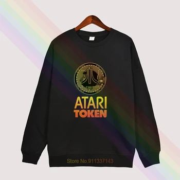 Atari Token Ķēdes Logo Klasisks Melnā Rudens Augstas Kvalitātes Hoodies Top Pelēkā Vārna Mens Āra Apģērbs Džemperi Sporta Krekls