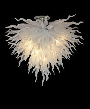 Bezmaksas Piegāde Balts Murano Pūstais Stikls Karājas LED Mūsdienu Kristāla Dizaineru Māksla Lustra