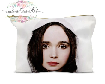 Ellen Page kosmētikas soma personalizētu mazo grims soma smieklīgi grims organizators tualetes piederumu soma rāvējslēdzēja kabata