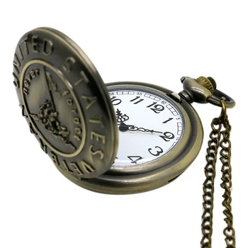 Vintage Vēsturi Amerikas savienotās Valstis Veterāns Quot Kvarca Retro Kabatas pulkstenis Ar Kaklarotu, Dāvanas Vīriešiem, Sievietēm Reloj De Bolsillo