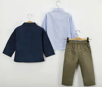 Toddler Zēns Skaists T-Krekls + Veste + Bikses Bikses Kungu Apģērbu Modes Polo Apkakle Kokvilnas Ērti Bērnu Uzvalks