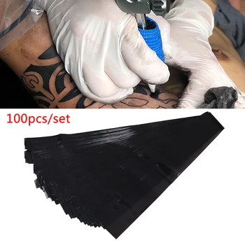 100gab Black Vienreizējās lietošanas 80*4cm Tetovējums Mašīna Klipu Vadu Āķis Piedurknēm Somas Zils Plastmasas Higiēnas Vāciņš Tattoo Piederumi