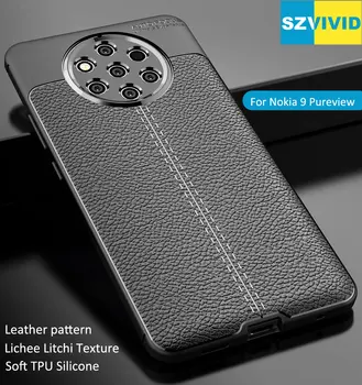 Matēts Matēta Soft TPU Silicone Case For Nokia 9 PureView Ādas Lichee Litchi Tekstūra Vāka