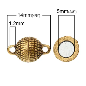 DoreenBeads Cinka metāla sakausējuma+Magnētisko Hematīts Magnētiskās Skavas Apaļš Zelta Tonis DIY Piekariņi 14mm( 4/8
