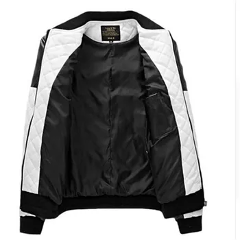 2018 Jauns Dizains Vīriešu Jaka Ziema&Rudens PU Leather Black&White Modes Slim Pleds Jaka